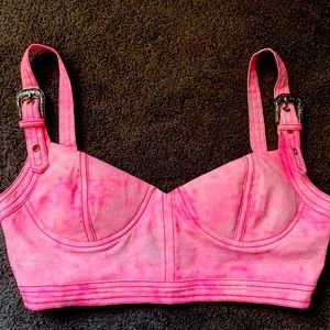 Pink Denim Crop Top